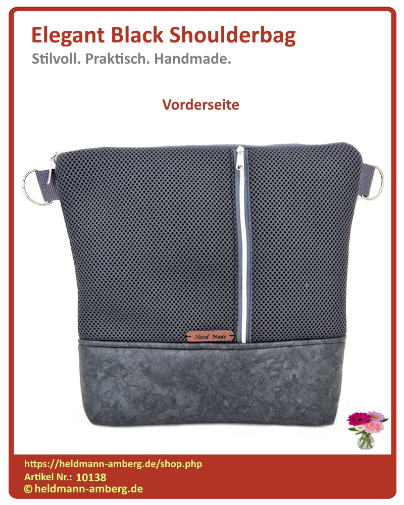 10138 Elegant Black Shoulderbag Vorderseite