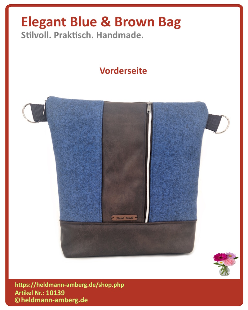 10139 Elegant Blue & Brown Bag Vorderseite