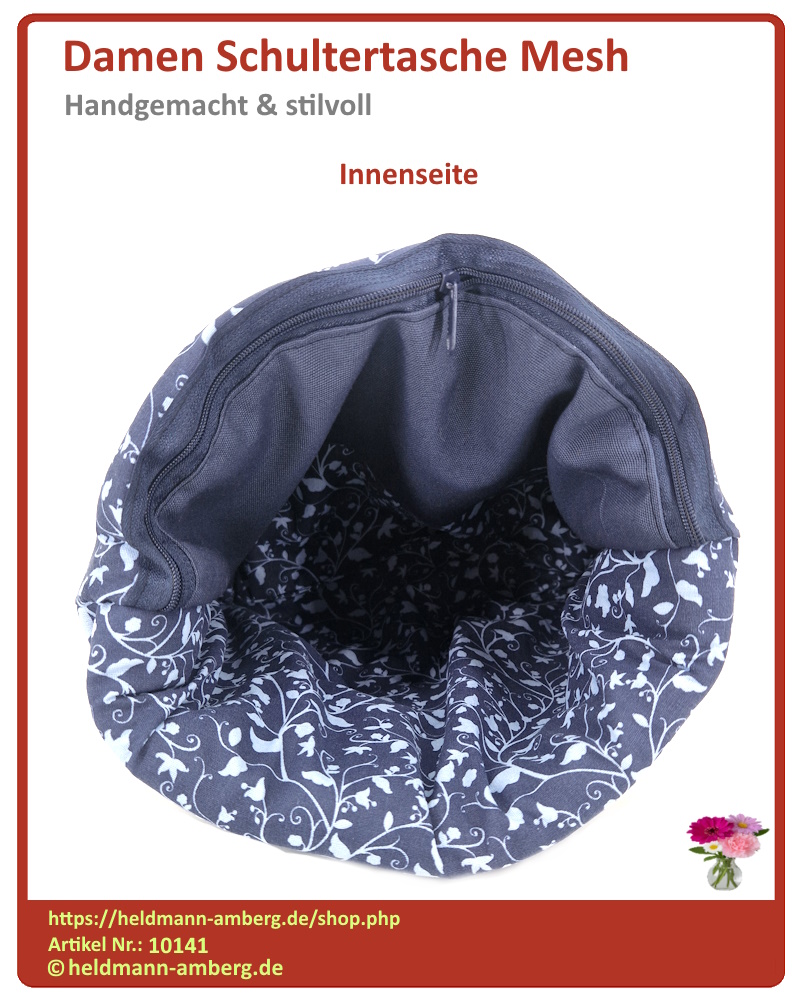 10141 Damen Schultertasche Mesh Innenseite