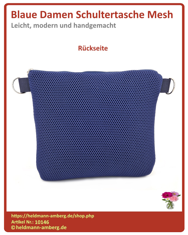 10146 Blaue Damen Schultertasche Mesh Rückseite