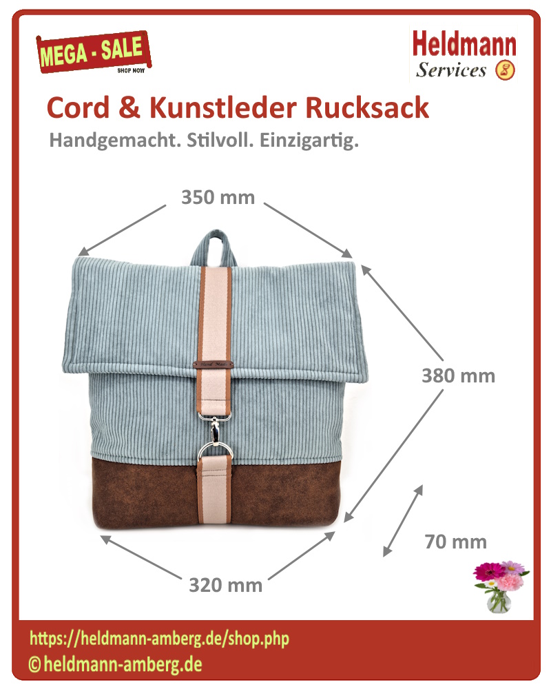 10150 Cord & Kunstleder Rucksack Maße