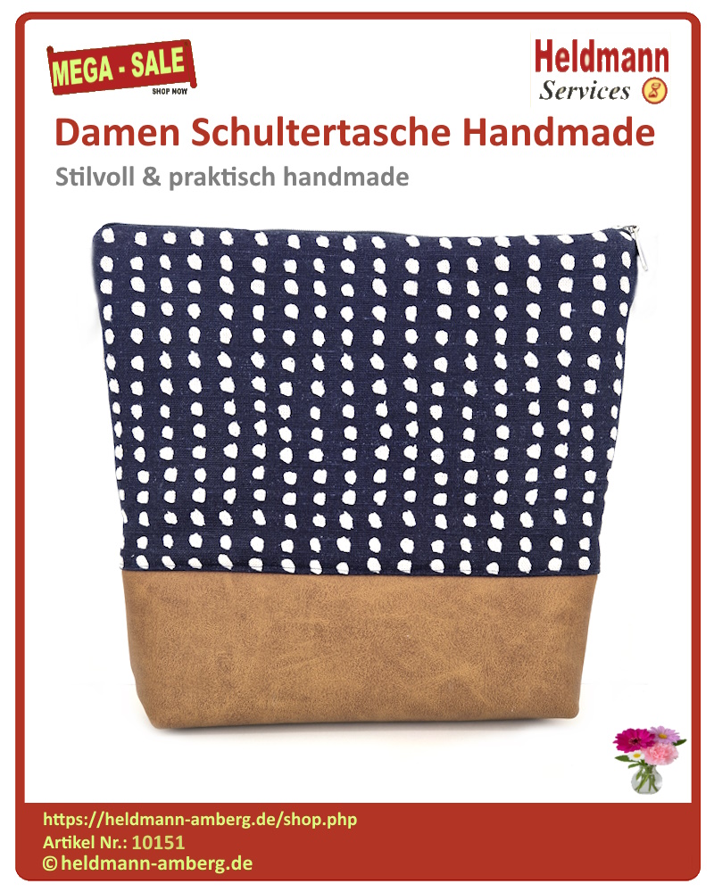 10151 Damen Schultertasche Handmade Rückseite