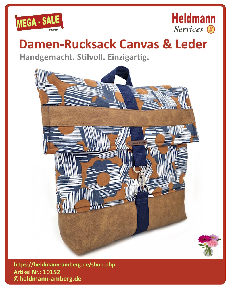 10152 Damen-Rucksack Canvas & Leder