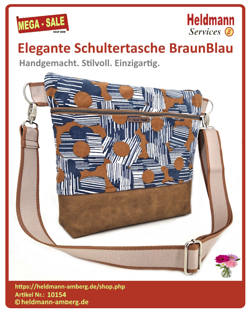 10154 Elegante Schultertasche BraunBlau