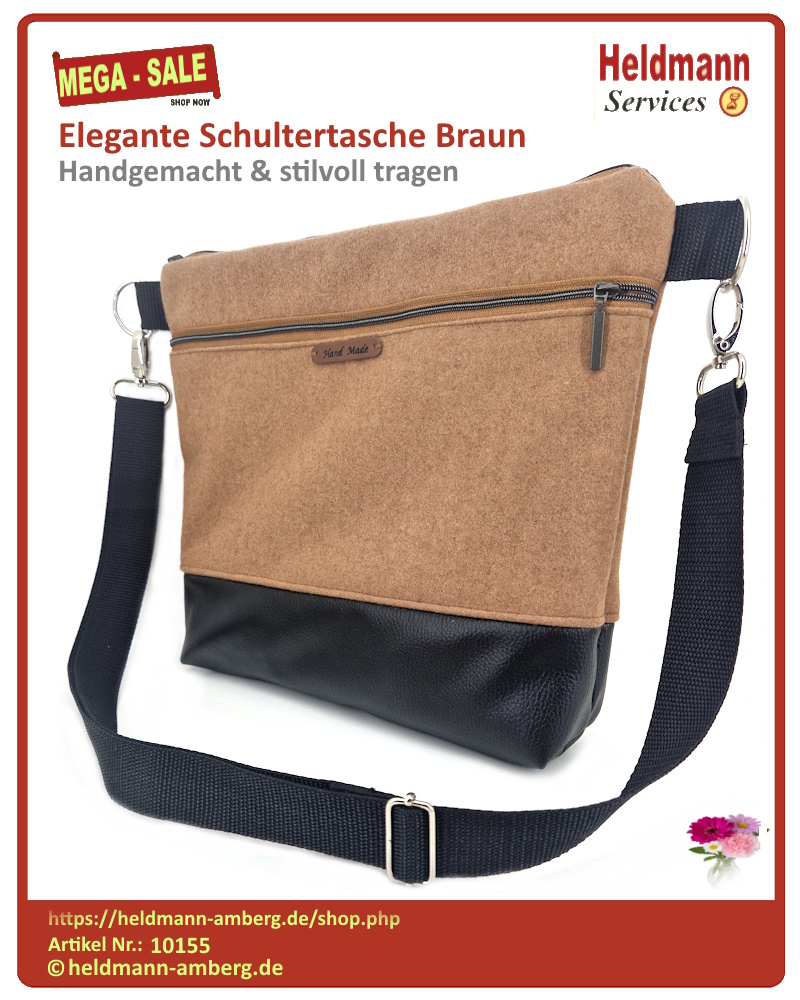 10155 Elegante Schultertasche Braun