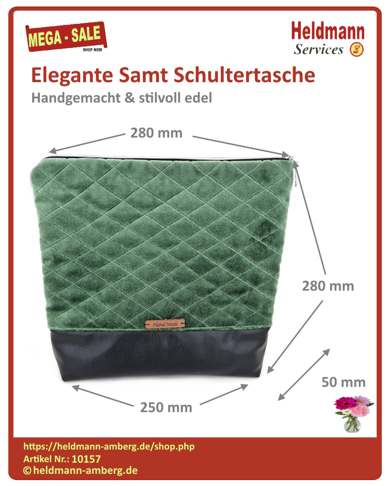 10157 Elegante Samt Schultertasche Maße