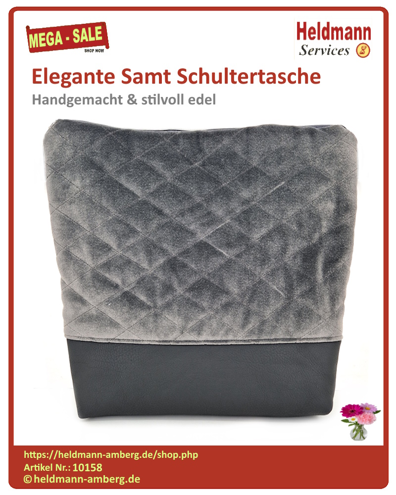 10158 Elegante Samt Schultertasche Rückseite