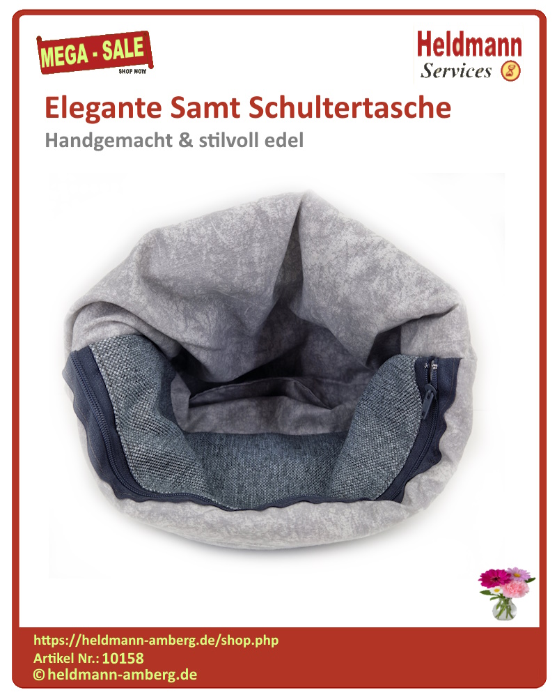 10158 Elegante Samt Schultertasche Innenseite