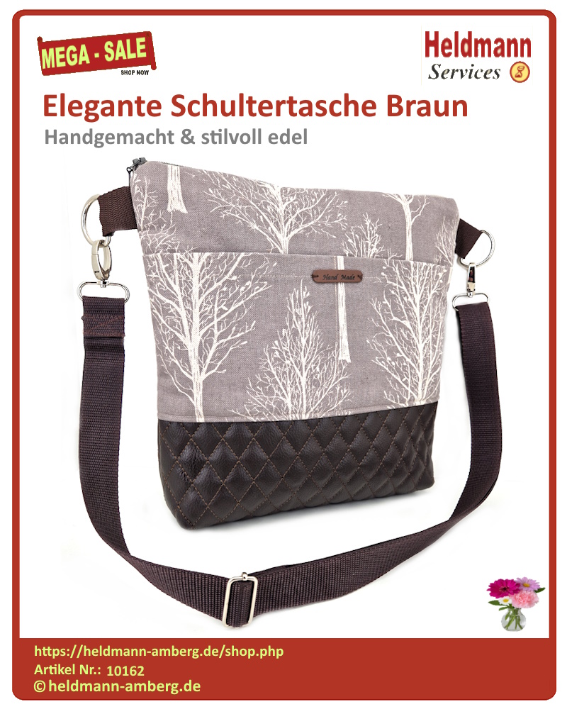 10162 Elegante Schultertasche Braun