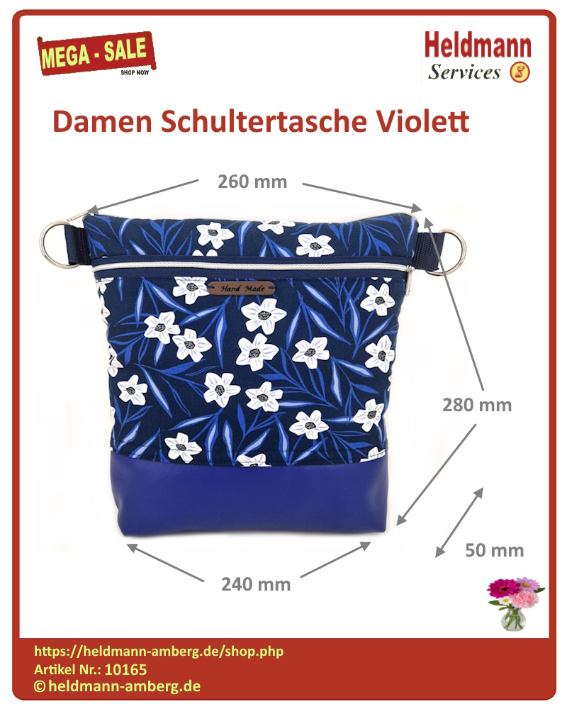 10165 Damen Schultertasche Violett Maße