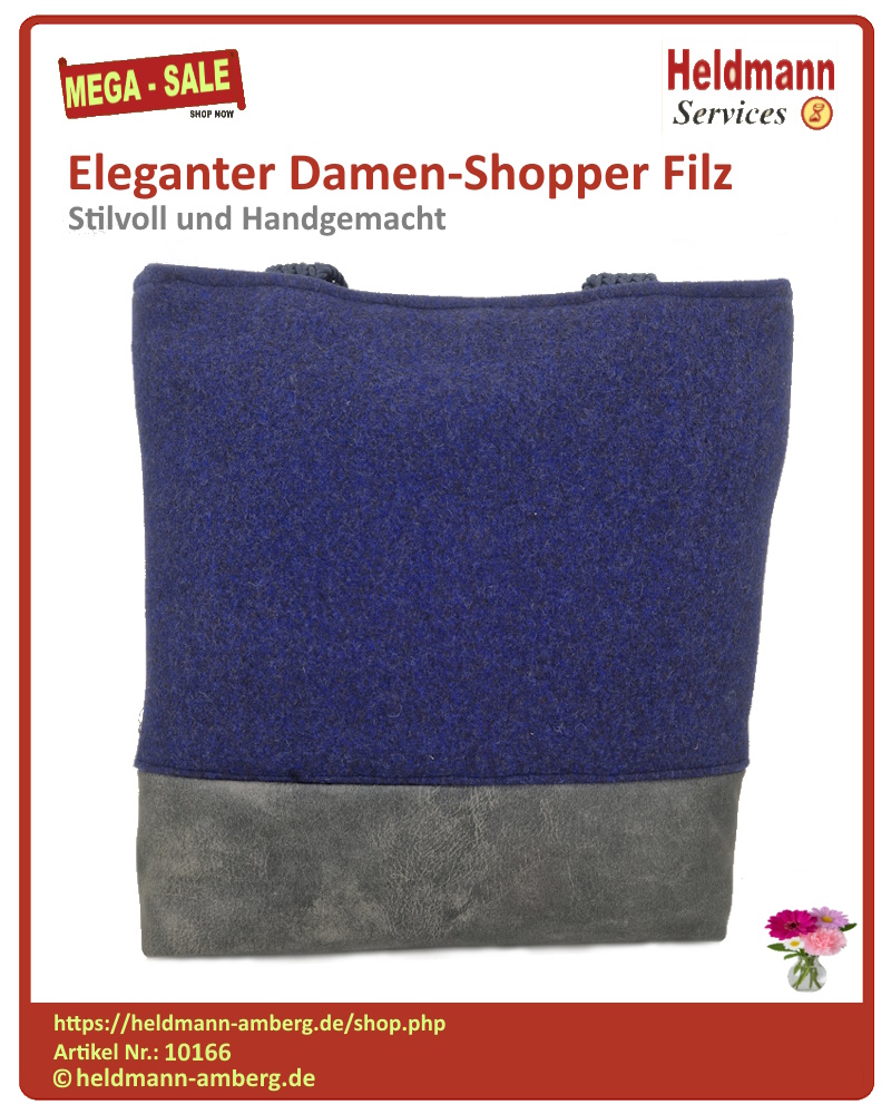 10166 Eleganter Damen-Shopper Filz Rückseite